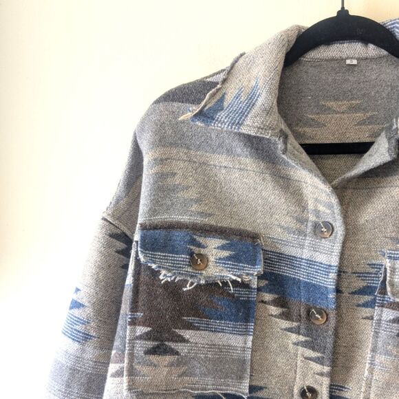 Aztec Print Retro Tribal Jacket Women's Size Small Button Down Boho - Picture 7 of 11